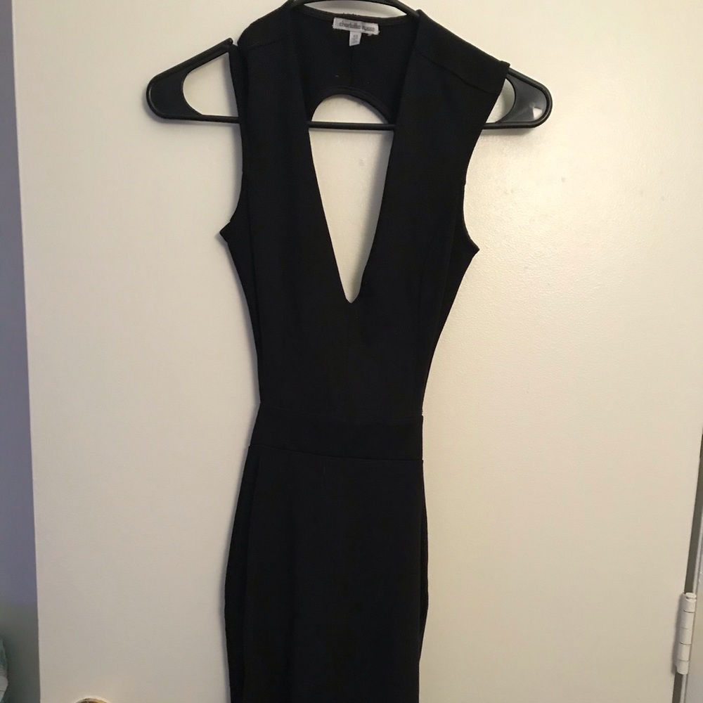 Black open back dress